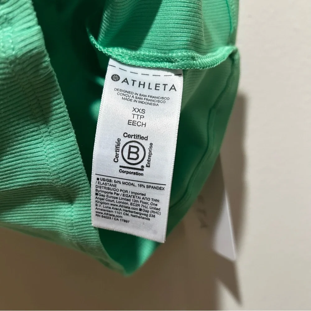NWT Athleta Signature Rib Square Neck Crop Tank Top Green Shirt - Women’s XXS - Picture 4 of 7